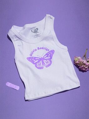Olivia Rodrigo Baby Tank, White/Purple, Size S